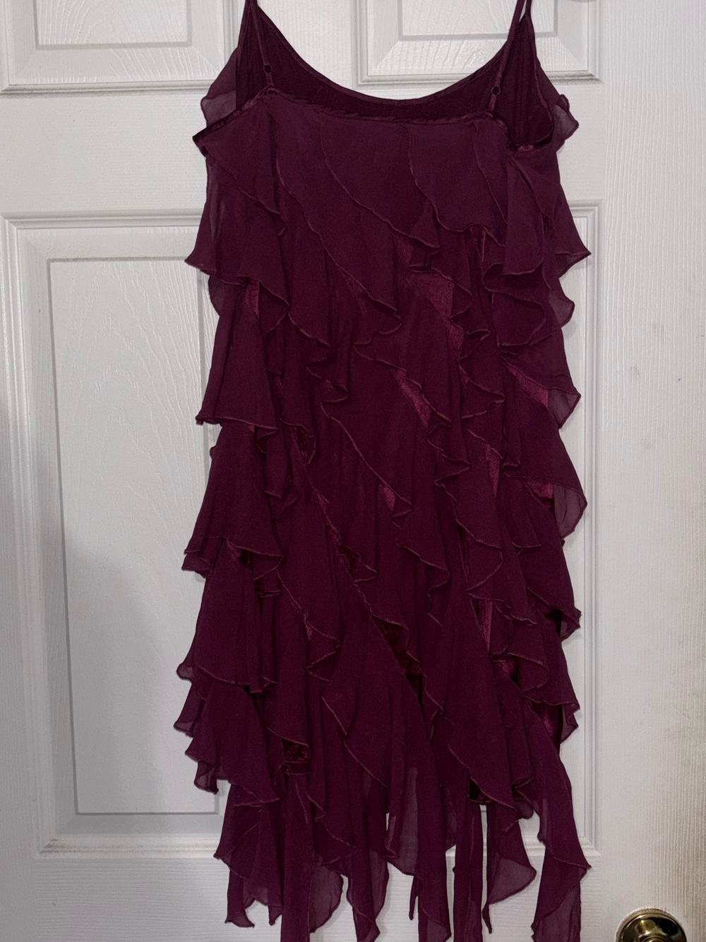 bebe Plum Asymmetrical Ruffle dress